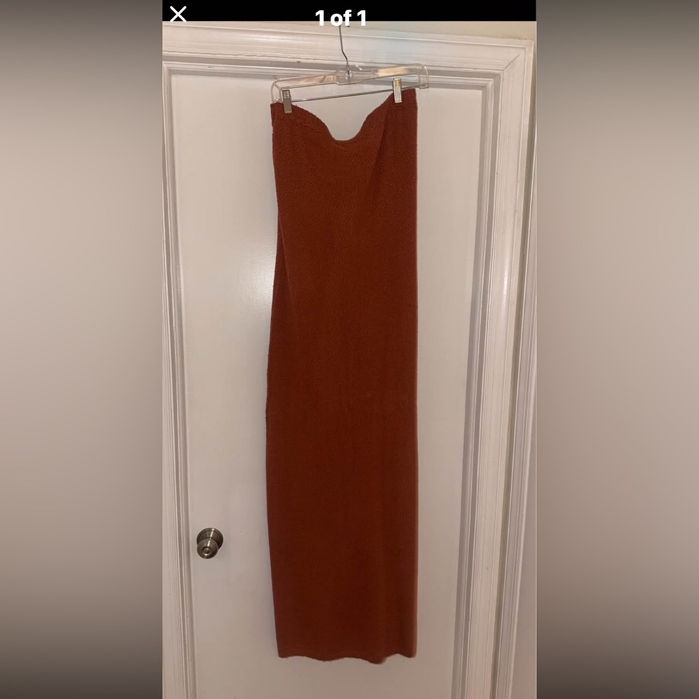 Free People Rust Strapless Ribbed Maxi Dress new with tags